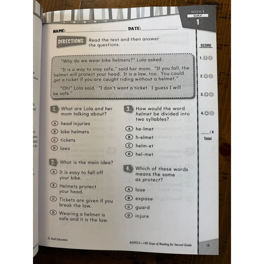 Shell Education 180 Days of Reading for Second Grade Workbook with CD Dugan
